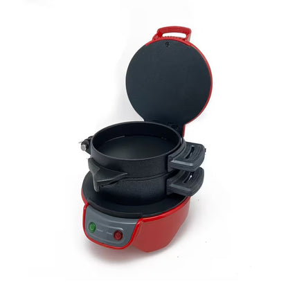 Portable camping stove with pot on a white background
