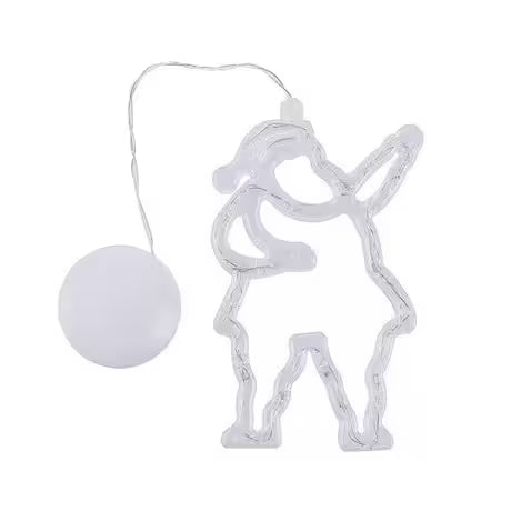 Clear plastic toy figure with a ball on a white background
