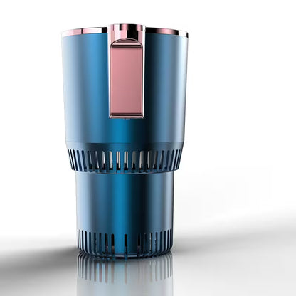 Blue and pink cylindrical device on a white background