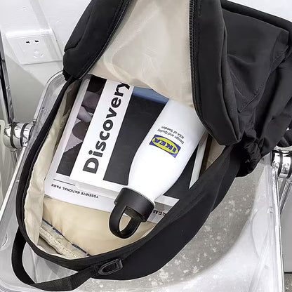 School Backpacks | Multi-Pocket Laptop Bag with Contrast Straps & Drawstring Side Pockets | Unisex Aesthetic College Bag