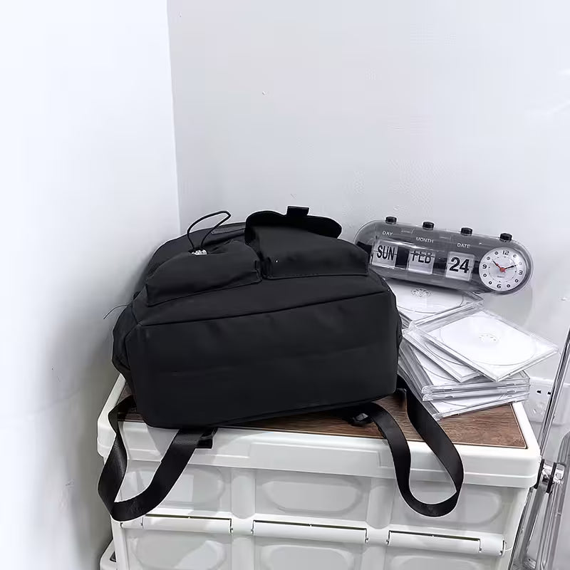School Backpacks | Multi-Pocket Laptop Bag with Contrast Straps & Drawstring Side Pockets | Unisex Aesthetic College Bag