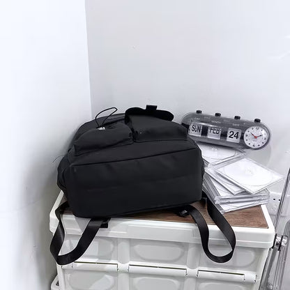 School Backpacks | Multi-Pocket Laptop Bag with Contrast Straps & Drawstring Side Pockets | Unisex Aesthetic College Bag