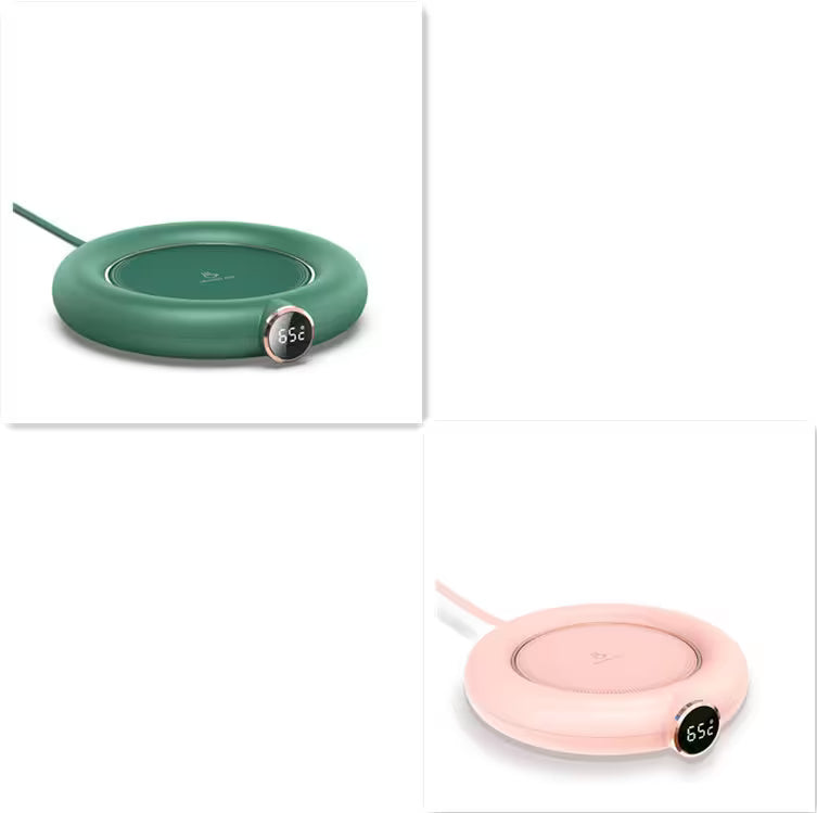 Two wireless chargers, one green and one pink, on a white background.