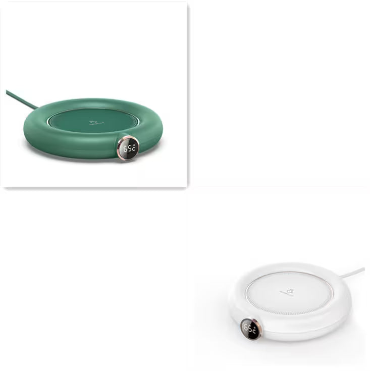 Two wireless chargers, one green and one white, on a white background.