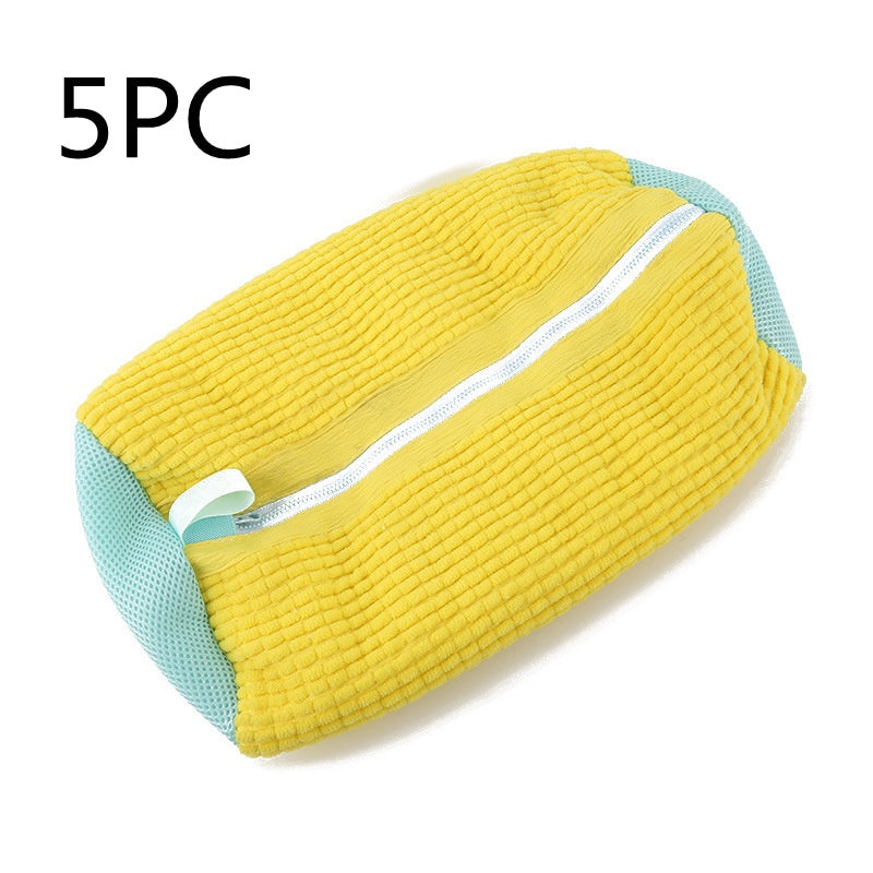 5Pcs Yellow Shoe Laundry Bag