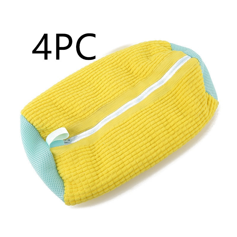 4Pcs Yellow Shoe Laundry Bag