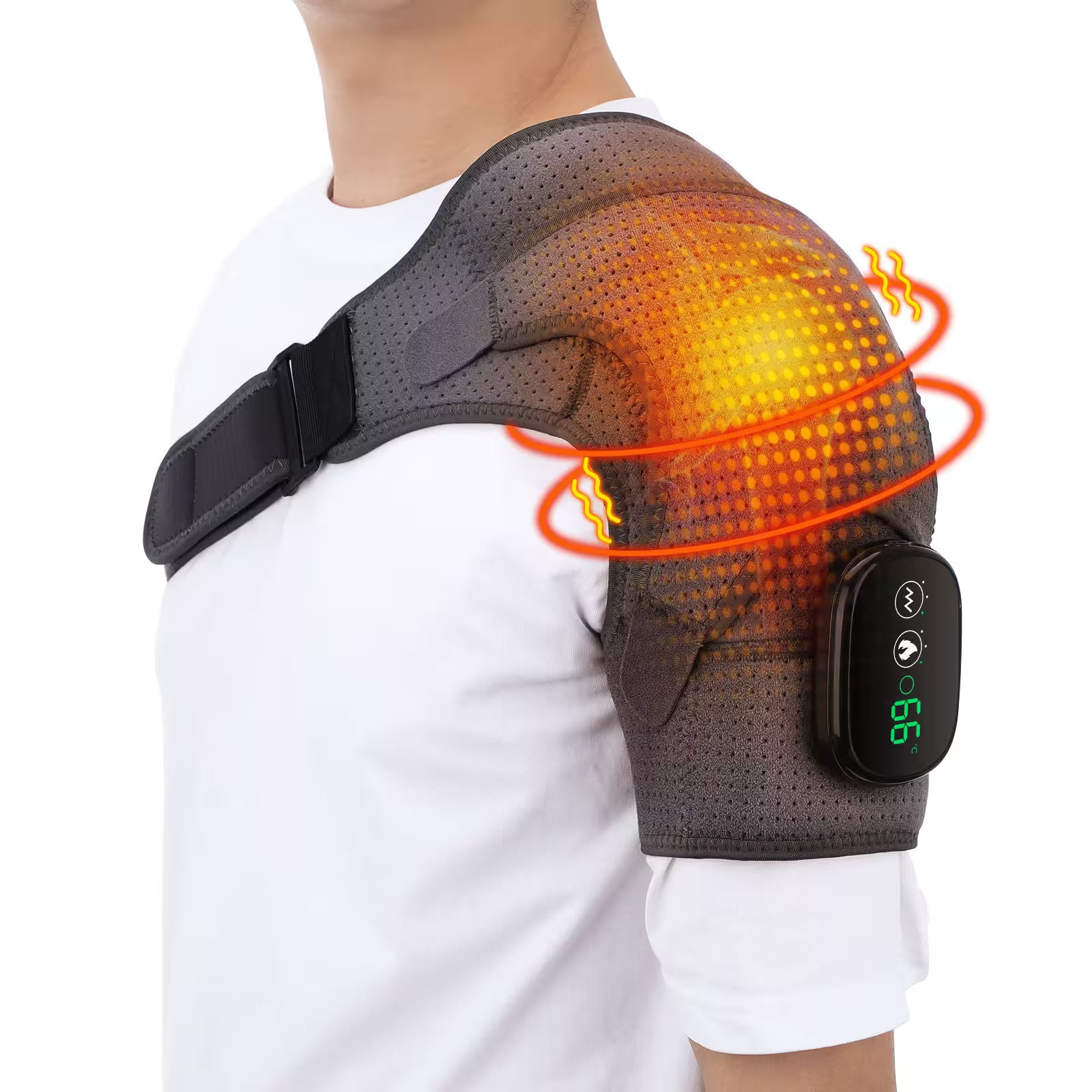 Shoulder Heating Pad Massager – 2-in-1 Heat & Vibration Therapy Wrap for Frozen Shoulder, Rotator Cuff, Arthritis & Neck Pain Relief