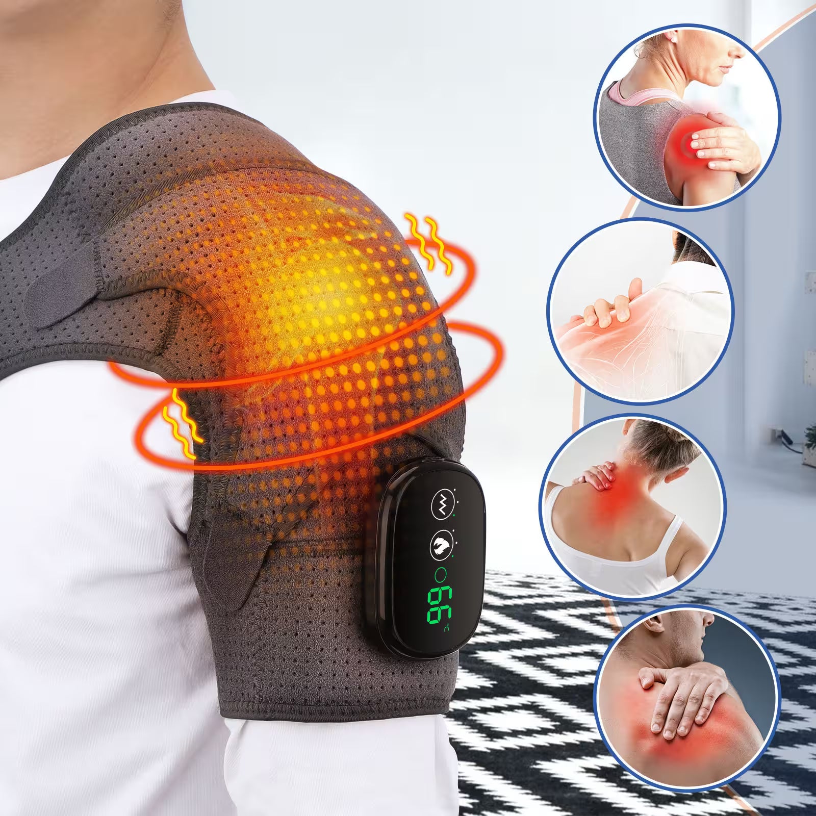 Shoulder Heating Pad Massager – 2-in-1 Heat & Vibration Therapy Wrap for Frozen Shoulder, Rotator Cuff, Arthritis & Neck Pain Relief