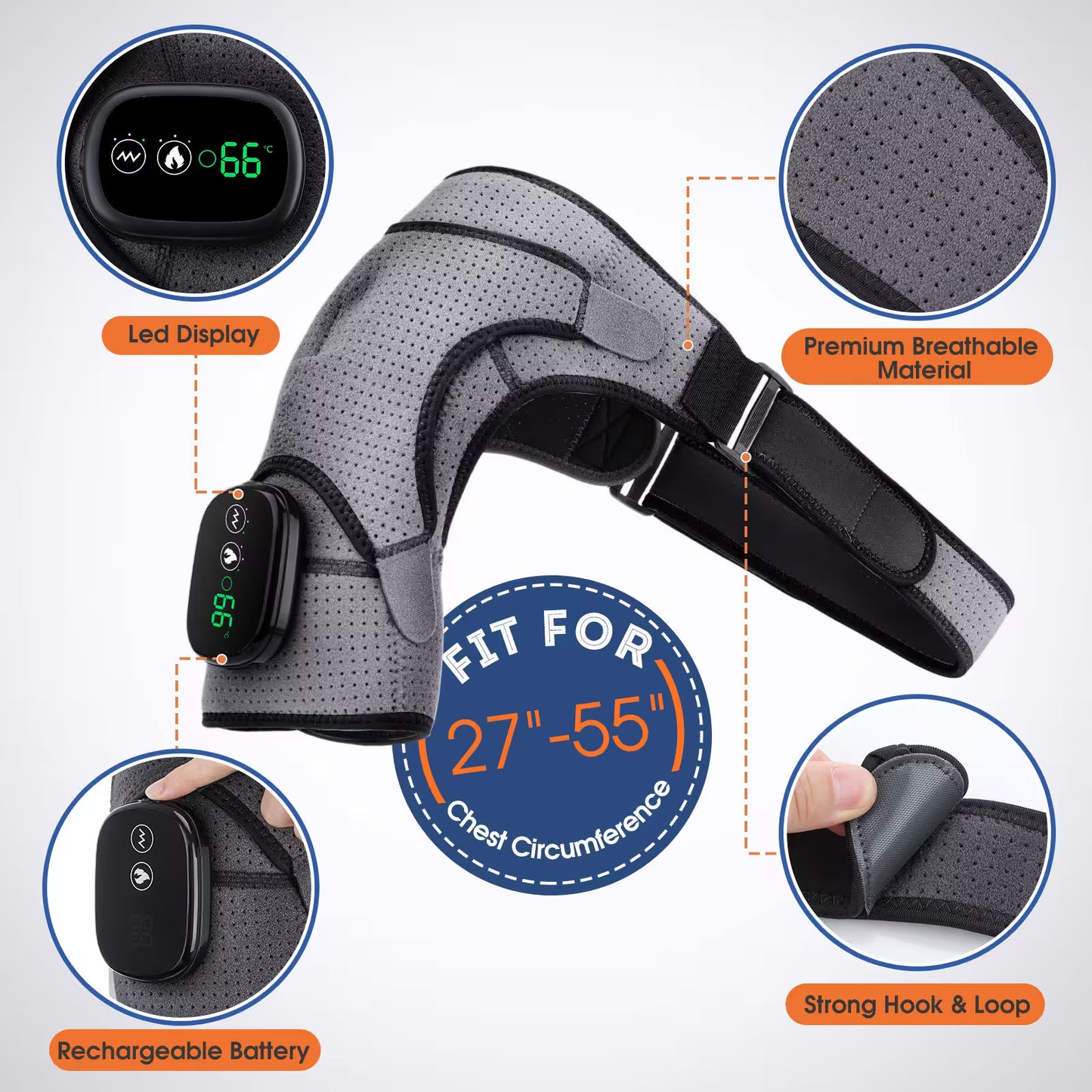 Shoulder Heating Pad Massager – 2-in-1 Heat & Vibration Therapy Wrap for Frozen Shoulder, Rotator Cuff, Arthritis & Neck Pain Relief