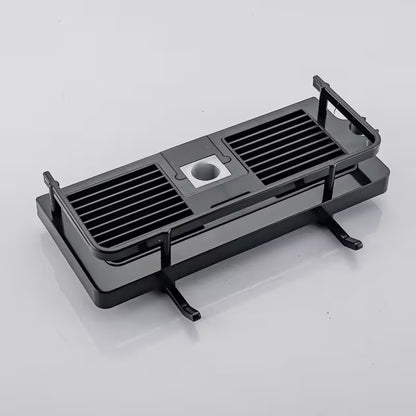 Black metal grill on a white background