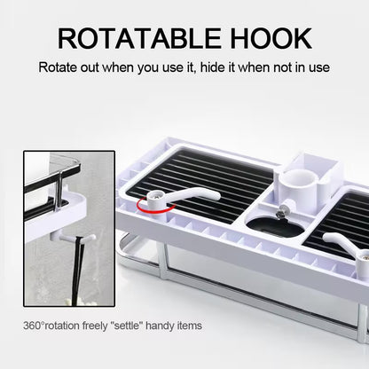 Rotatable hook with text explaining its functionality on a white background