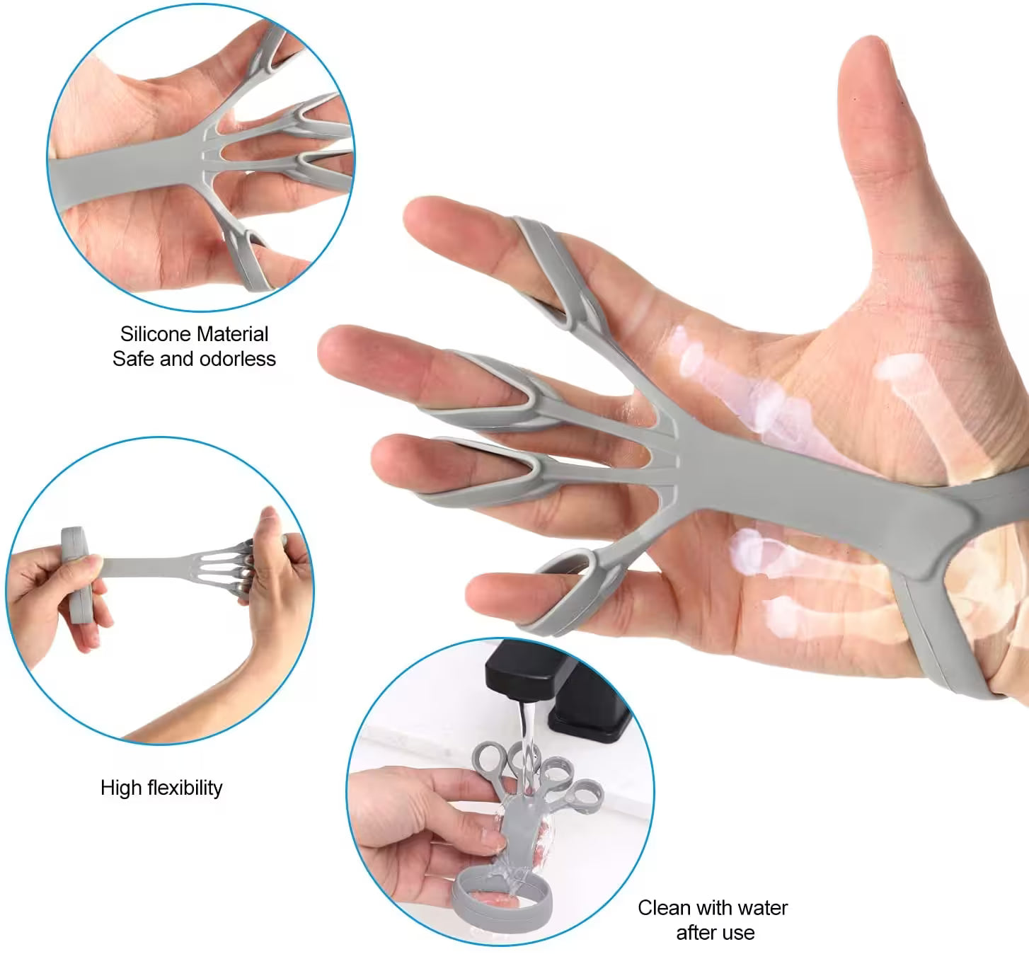 Silicone Grip Strength Trainer – 3 Resistance Levels, Dual-Mode Hand Exerciser for Rehab, Gaming, Sports & Musicians
