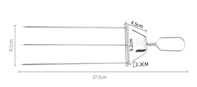 Measurement chart of a fork with dimensions labeled in centimeters.