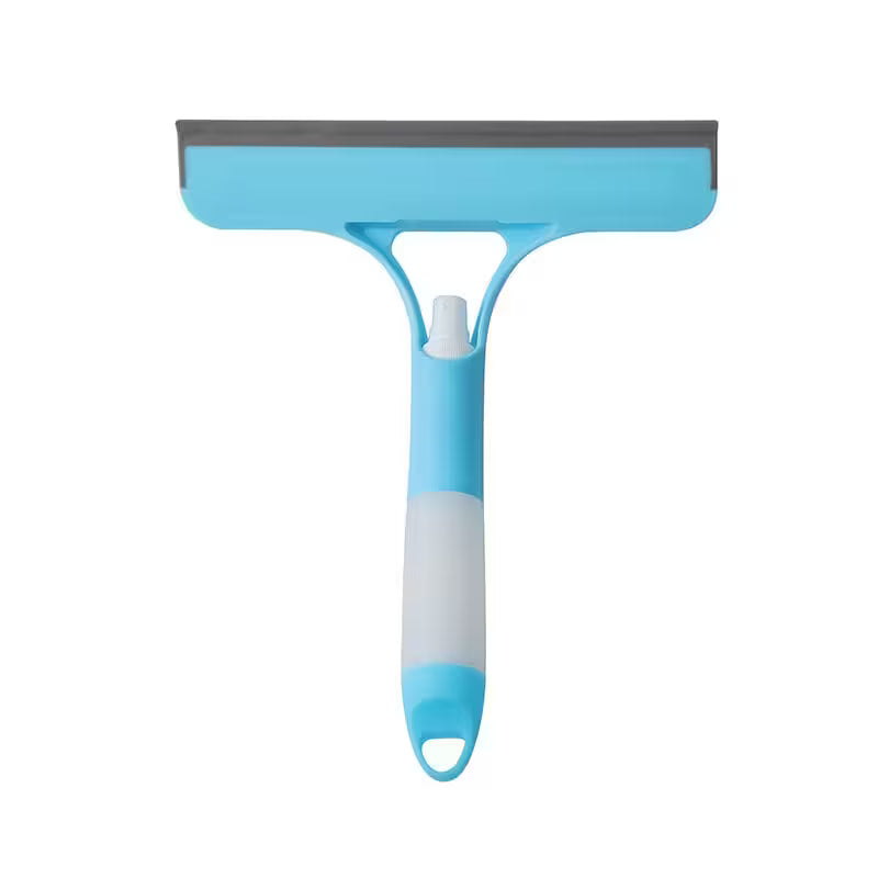 Blue squeegee with gray rubber blade on a white background