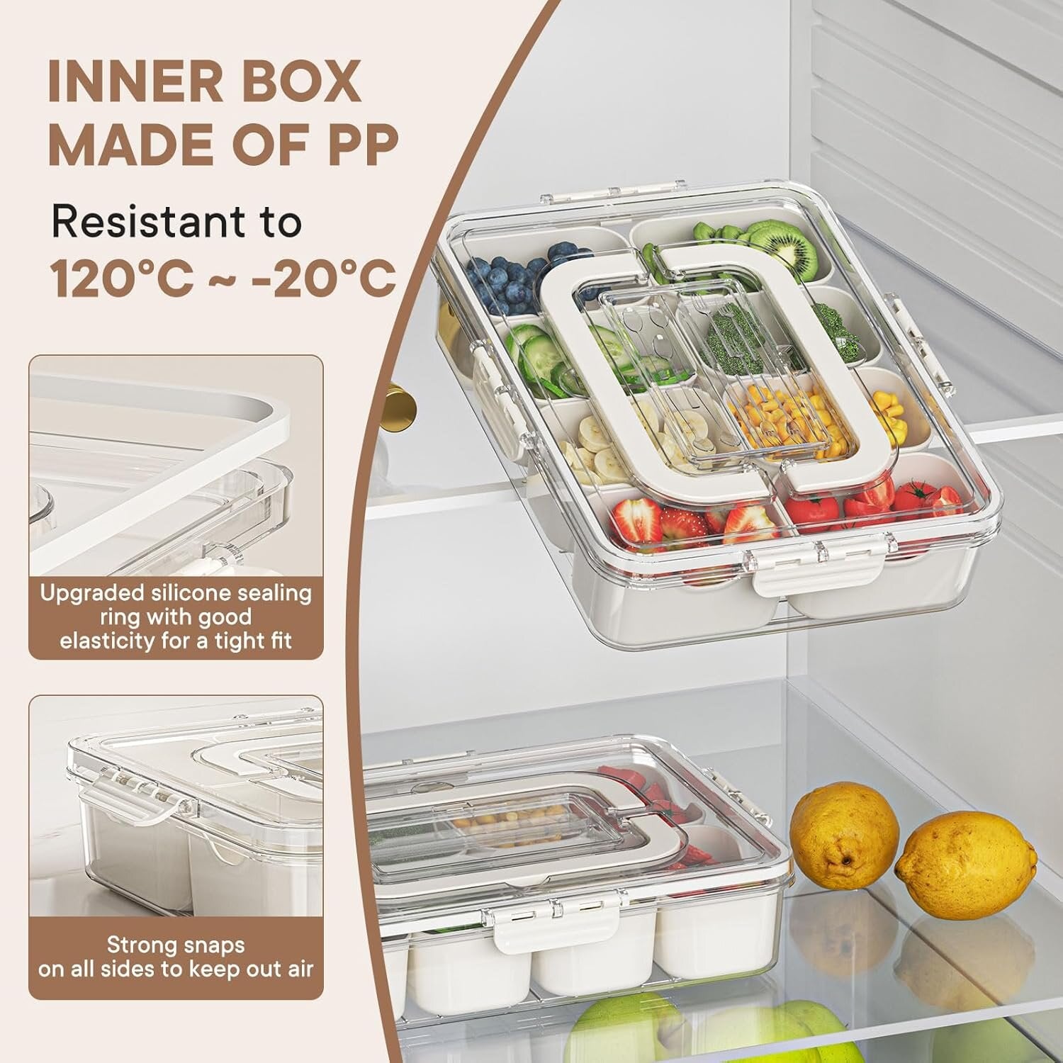 Fridge Storage: The fruit storage containers for fridge can withstand temperatures from -4 ℉ to 140 ℉ (-20 ℃ to 60 ℃). It is suitable for refrigerator organizers and storage, and the refrigerator fruit containers allow you to experience the taste of fresh fruits.