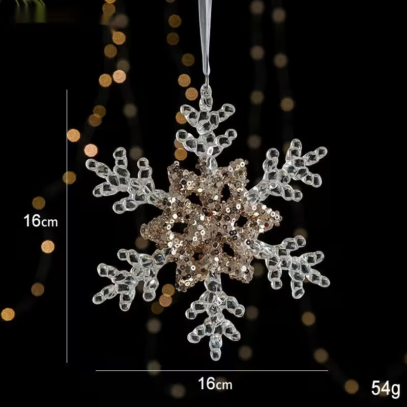 Decorative snowflake ornament with measurements on a dark background