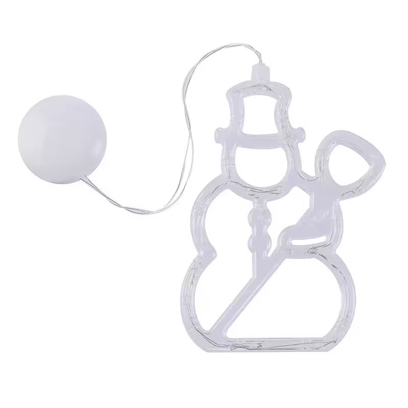 Snowman-shaped LED string light on a white background