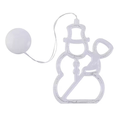 Snowman-shaped LED string light on a white background
