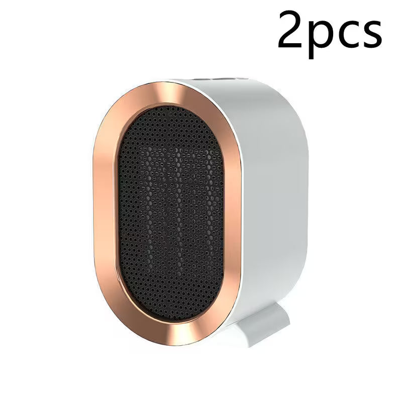 White and rose gold speaker with '2pcs' text on a white background