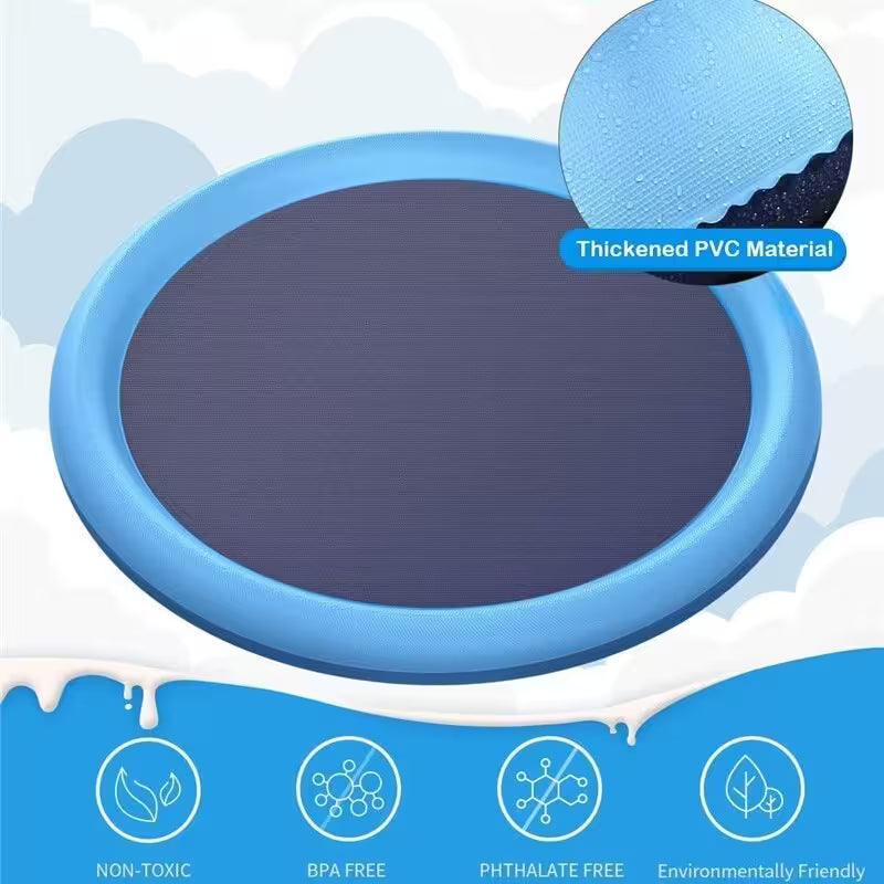 Blue inflatable pool with thickened PVC material on a white background