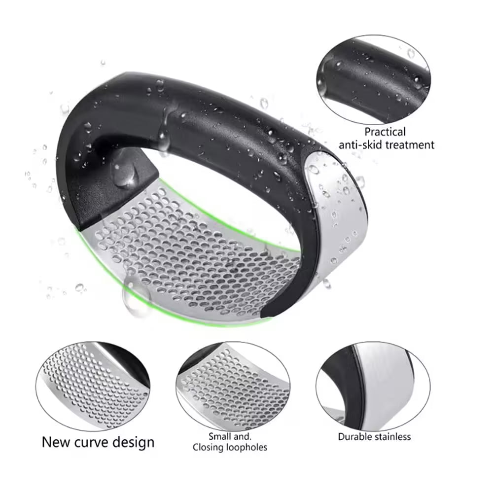 Stainless Steel Garlic Press Rocker – Easy Squeeze Mincer & Crusher for Busy Home Cooks