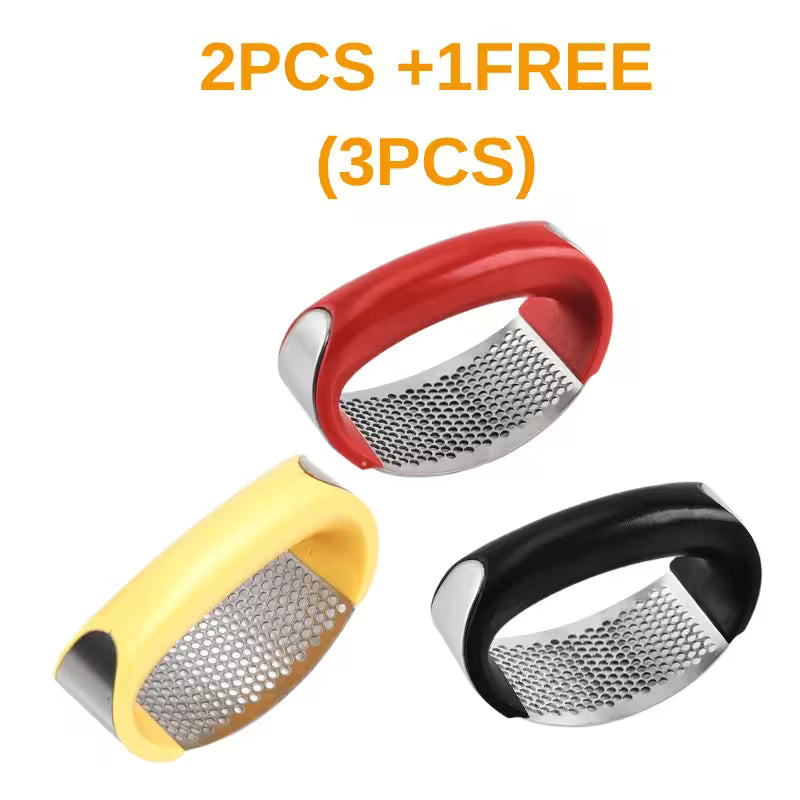 Stainless Steel Garlic Press Rocker – Easy Squeeze Mincer & Crusher for Busy Home Cooks Set