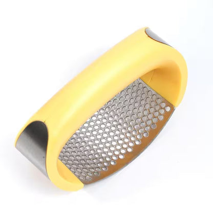 Yellow Stainless Steel Garlic Press Rocker – Easy Squeeze Mincer & Crusher for Busy Home Cooks