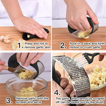 Stainless Steel Garlic Press Rocker – Easy Squeeze Mincer & Crusher for Busy Home Cooks