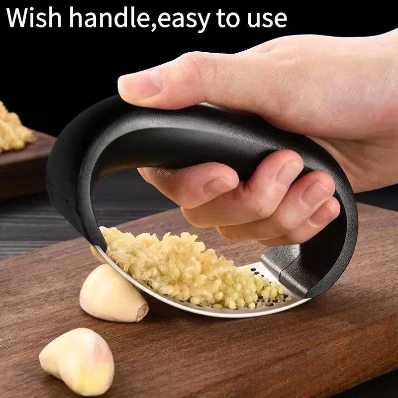 Stainless Steel Garlic Press Rocker – Easy Squeeze Mincer & Crusher for Busy Home Cooks