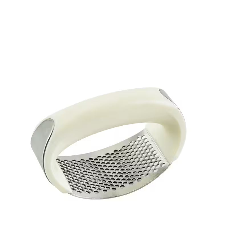 White Stainless Steel Garlic Press Rocker – Easy Squeeze Mincer & Crusher for Busy Home Cooks