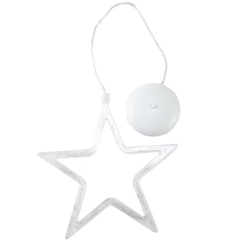 Star-shaped white object with a spherical component on a white background