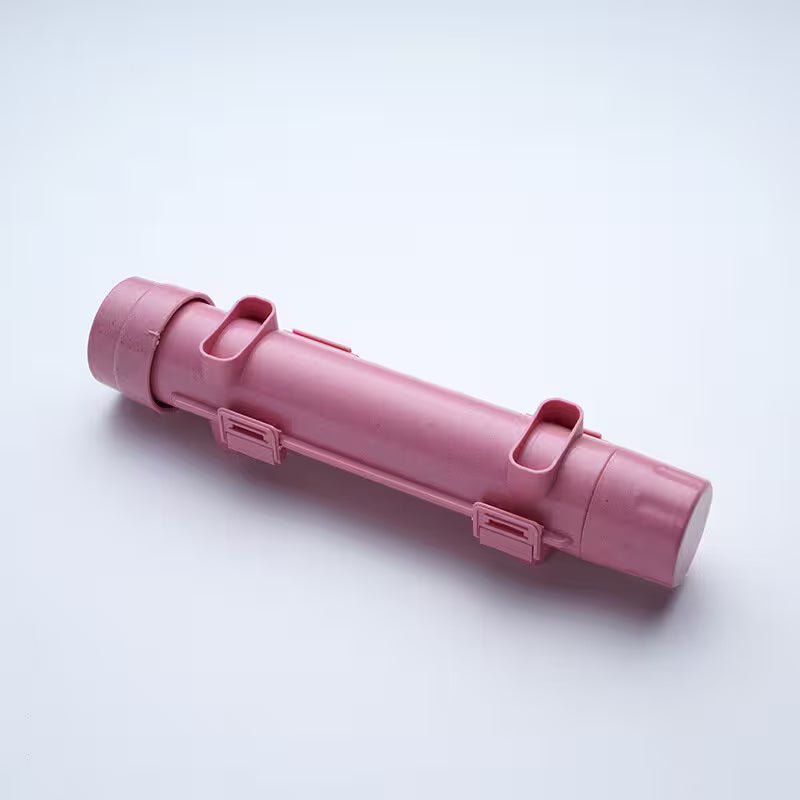 Pink cylindrical container on a white background