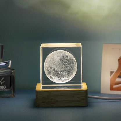 Warm Light Moon Crystal Cube Lamp