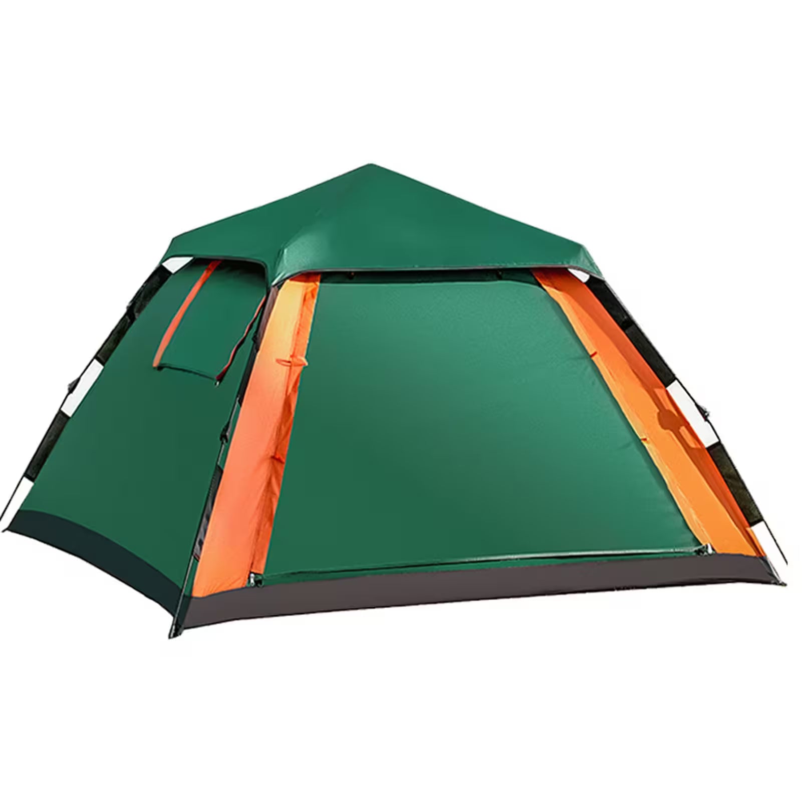 Green and orange tent on a white background