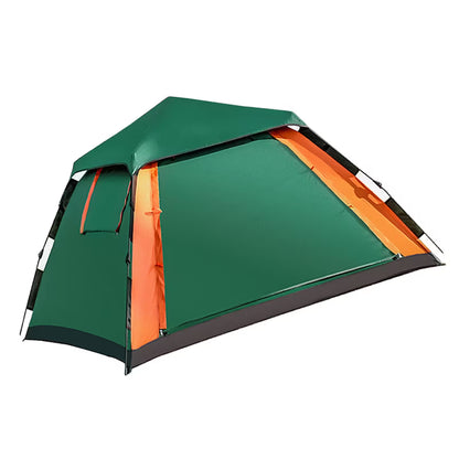Green and orange tent on a white background