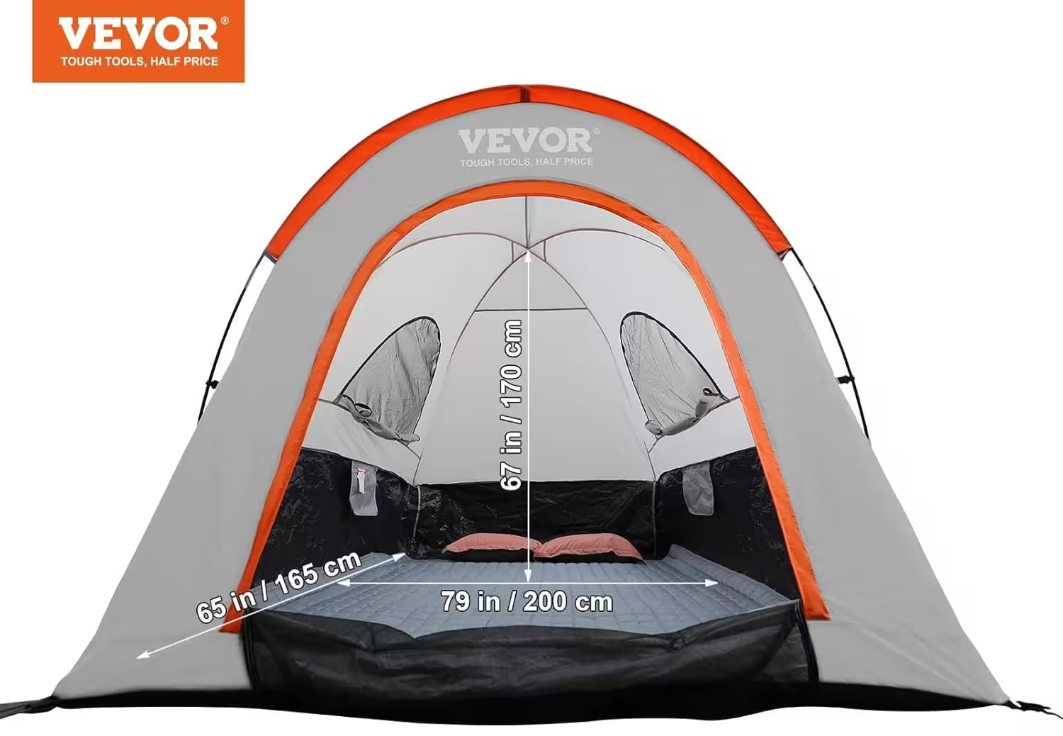 Vevor tent with dimensions on a white background