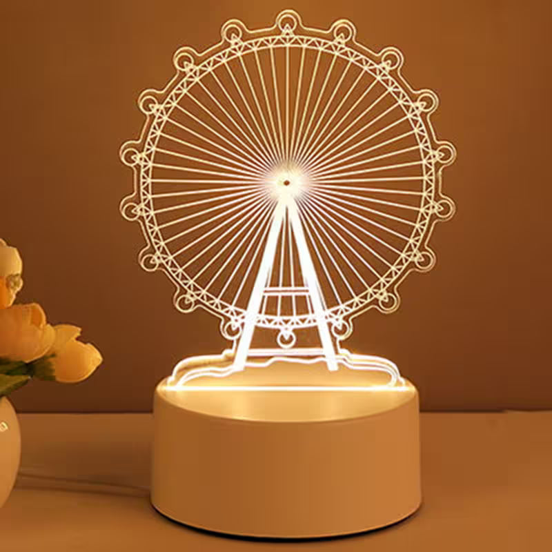 Ferris wheel night light on a brown background