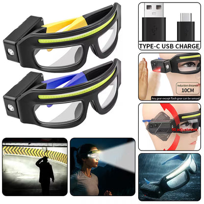 Goggles with USB charging feature and various functionalities on a white background