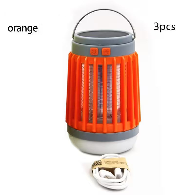 Orange camping lantern with gray accents on a white background