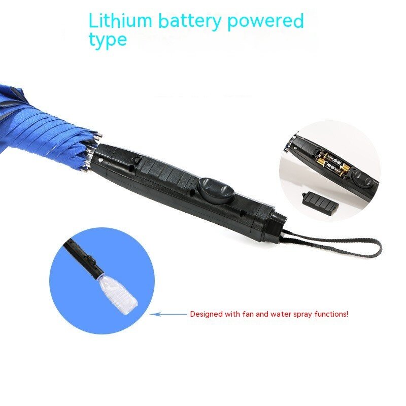 USB Rechargeable: Built-in 2600mAh rechargeable battery in the hand grip, usb charging cable can be used as the hanging strap of small umbrella, never worry about missing the charging cable.