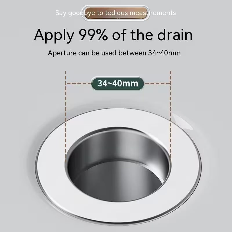 Universal Long Pop-Up Utility Sink Drain Strainer Assembly – 304 Stainless Steel, Tool-Free Install