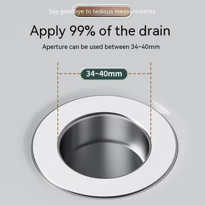 Universal Long Pop-Up Utility Sink Drain Strainer Assembly – 304 Stainless Steel, Tool-Free Install