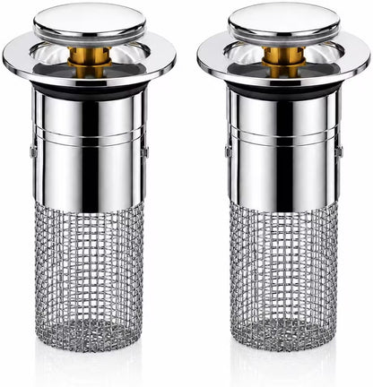 Universal Long Pop-Up Utility Sink Drain Strainer Assembly – 304 Stainless Steel, Tool-Free Install