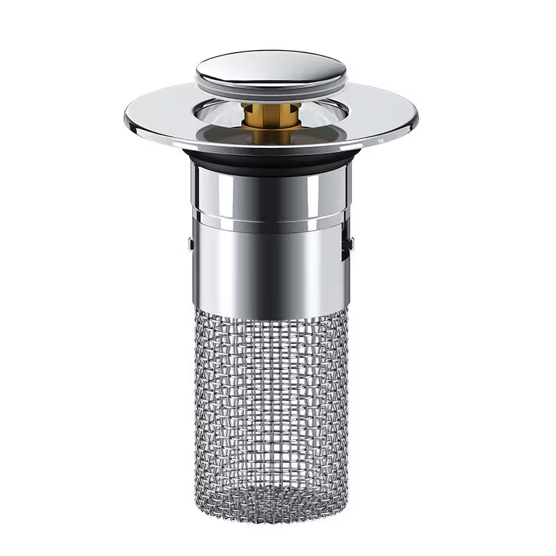 Universal Long Pop-Up Utility Sink Drain Strainer Assembly – 304 Stainless Steel, Tool-Free Install