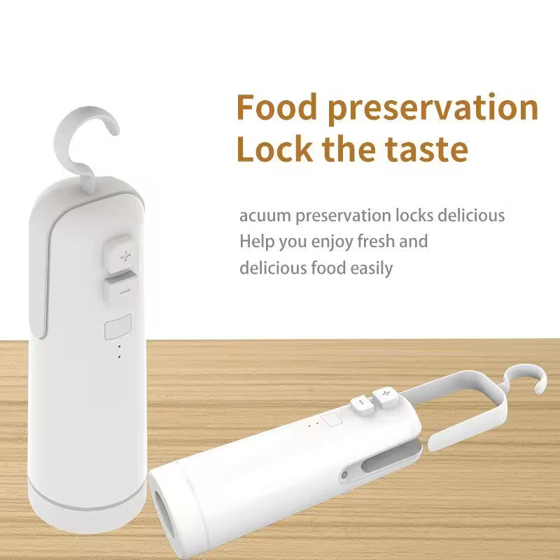 White food preservation lock with text on a wooden surface