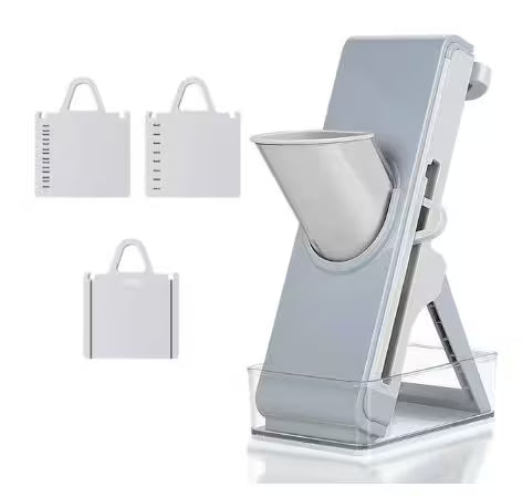 White stand with funnel and small bags on a white background