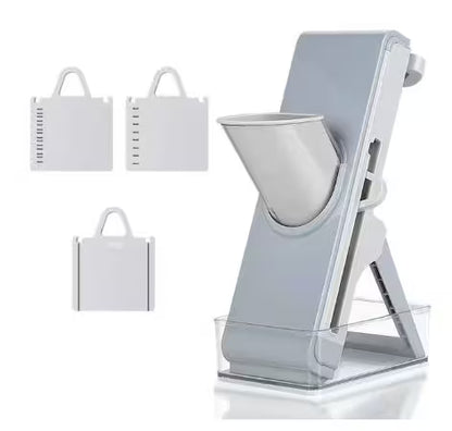 White stand with funnel and small bags on a white background