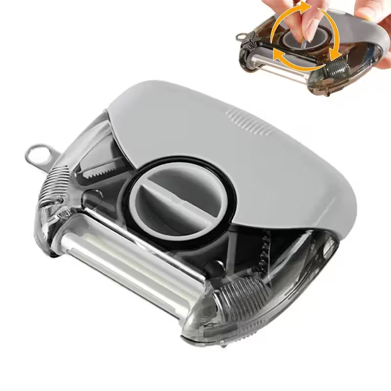 Gray kitchen roller with close-up of mechanism on a white background