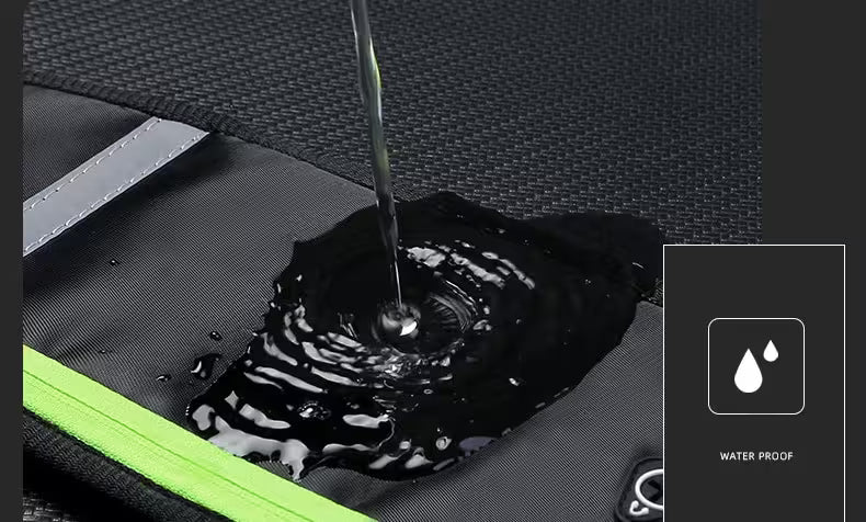 Water droplet being poured onto a waterproof surface with a visible water droplet icon.