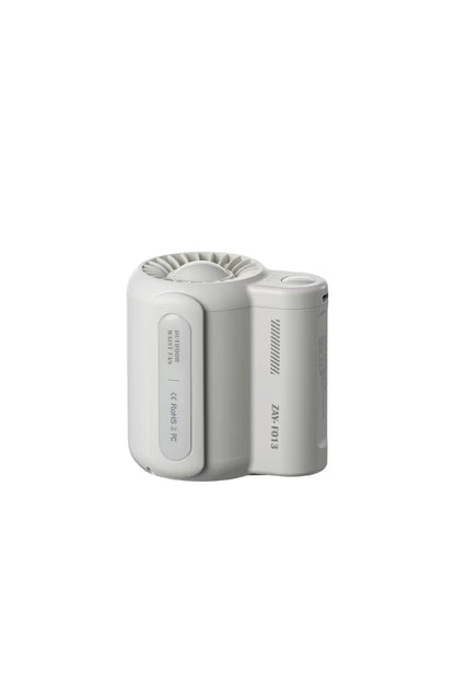 White electronic device with branding on a white background